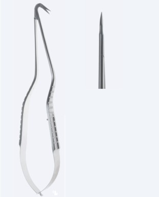 Ножиці, хірургічні, мікро, байонетної форми, делікатні, прямі, гострокінцеві, загальна довжина 160 мм, 6 1/4"